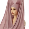 105827-e00bad.jpg Hijab instantané en mousseline de soie avec boucle magnétique, couleur unie, écharpe musulmane pour femme, Turban islamique, bandeau à la mode, châle, nouvelle collection