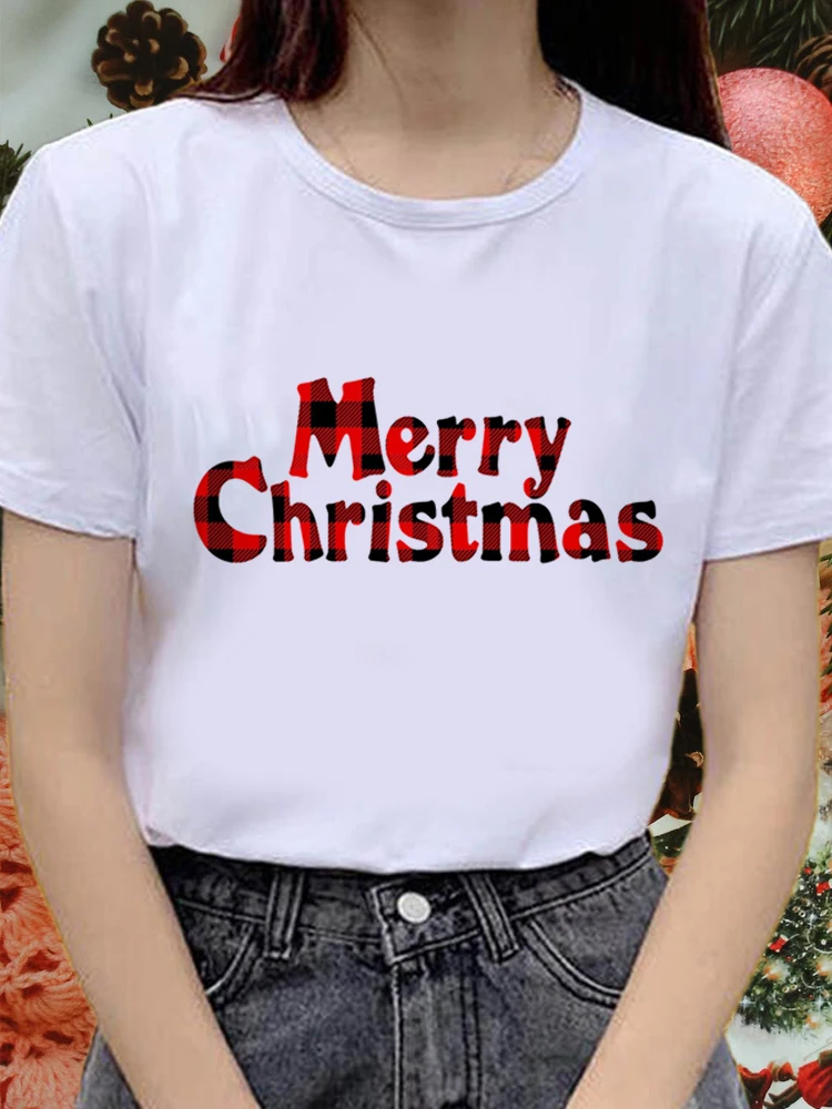

Snowman Santa Claus Print Casual Style T-Shirts Clothes Christmas Fashion Short Sleeve Trend Top Graphic Tee Printing New Year