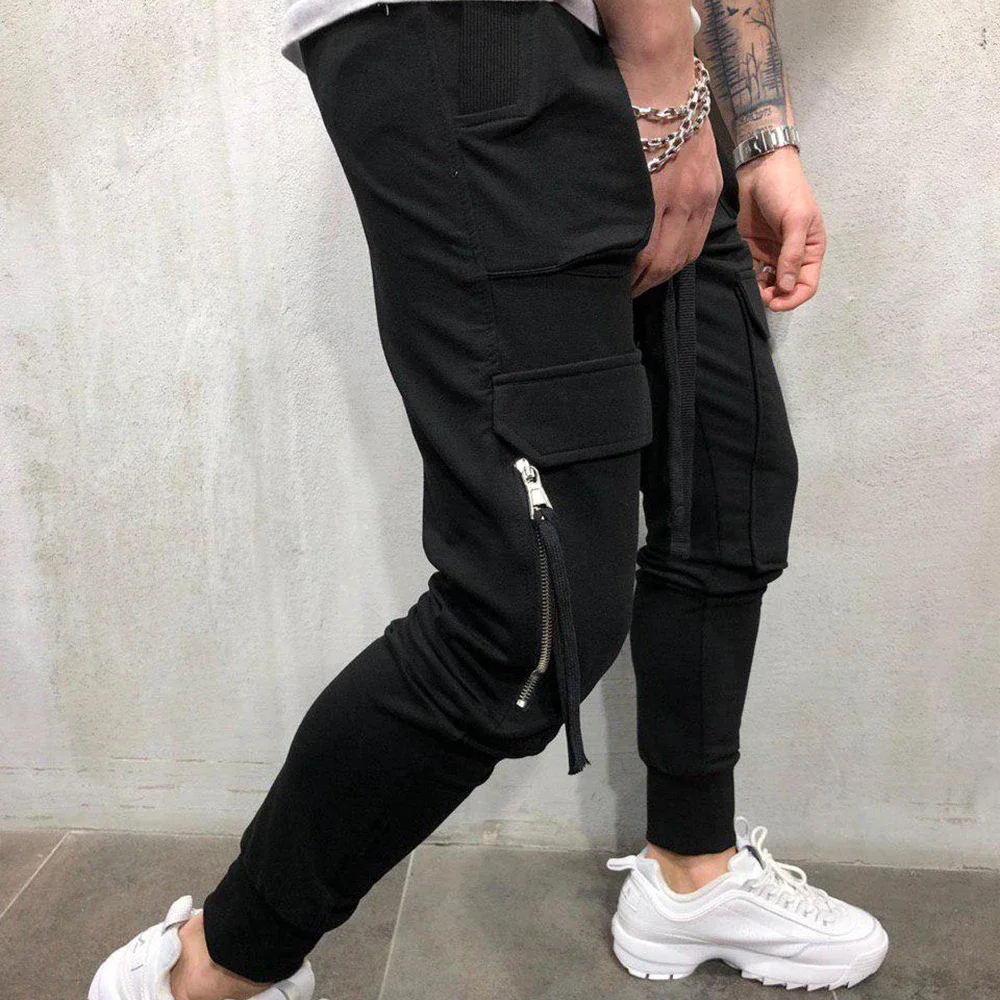 Fashion Multi Pocket Cargo Pant for Men Drawstring Sweatpant Trousers Sport Jogger Pants Streetwear Male Slim Casual Sports Pant