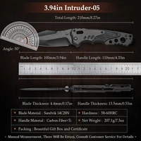 TRIVISA Axis Folding Pocket Knife for Men, Good Outdoor Knife with Clip，14C28N Steel Blade,Ti & Carbon Fiber Handle，Brass Gasket 2