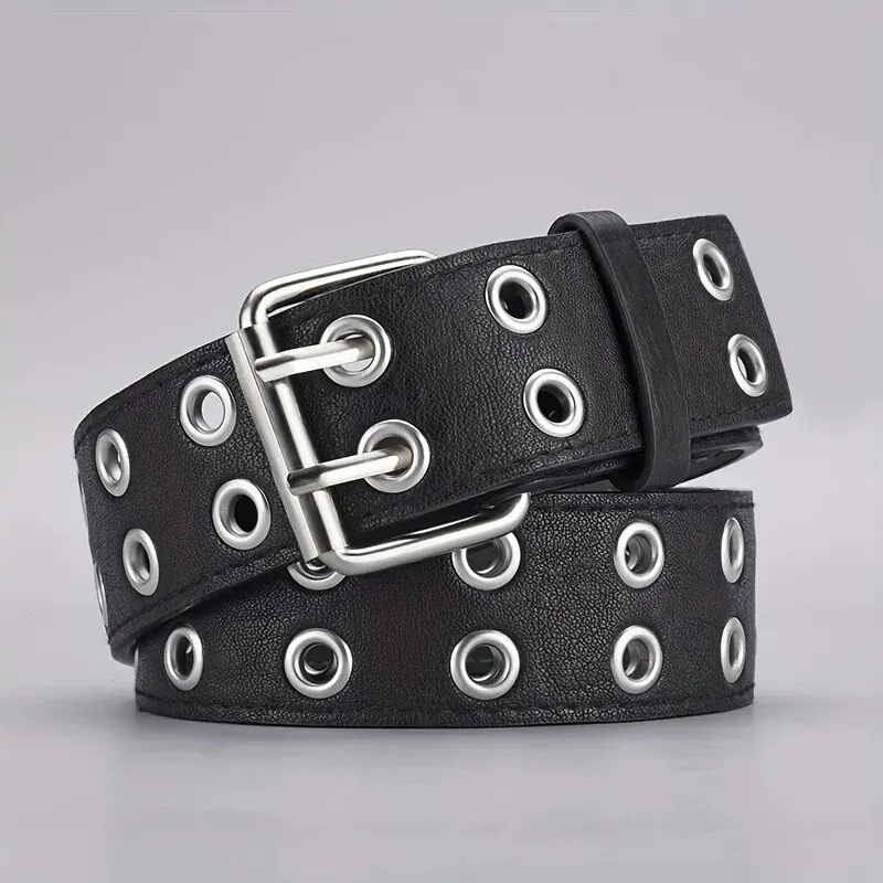 【ANDREA&Co】 DEFORMATION BUCKLE BELT 1pc Women's Belt Trend Simple Double Hole Men Belt Punk Hip