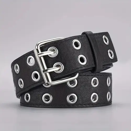 1pc Women's Belt Trend Simple Double Hole Men Belt Punk Hip Hop Rock Style Subculture Y2K Belt Punch Free Belt for Men and Women - Image 7