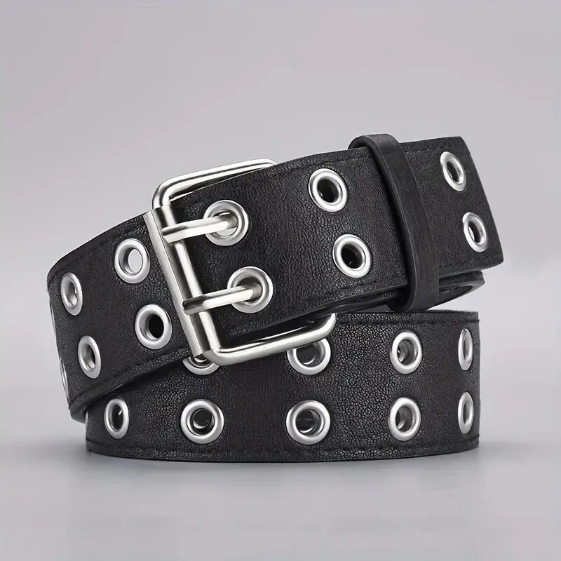 1pc Women's Belt Trend Simple Double Hole Men Belt Punk Hip Hop Rock Style Subculture Y2K Belt Punch Free Belt for Men and Women - Image 7