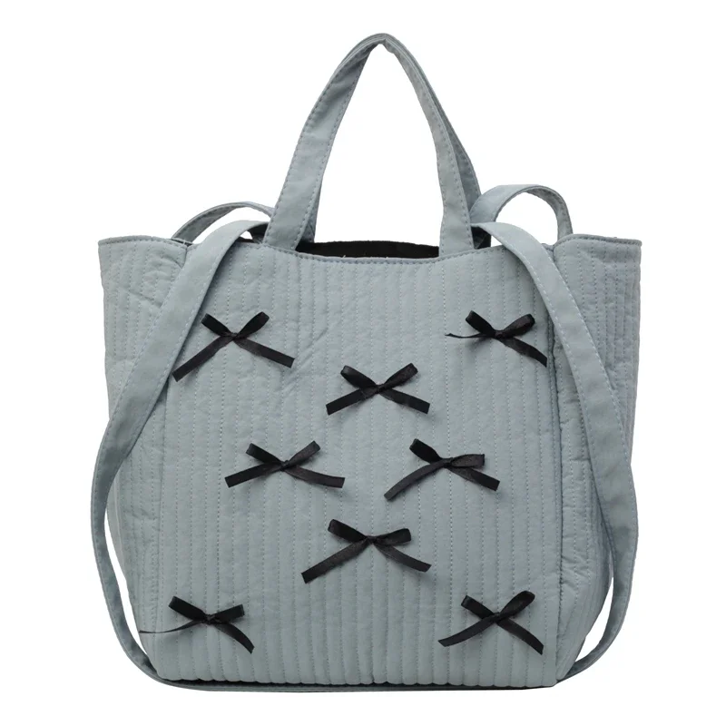 thumbnail image 1 of Bolsos de lona de gran capacidad, bolsos de hombro informales con hilo de coser para mujer, gran oferta 2024, diseño de lazo versátil, bolso para mujer, 1 of 5