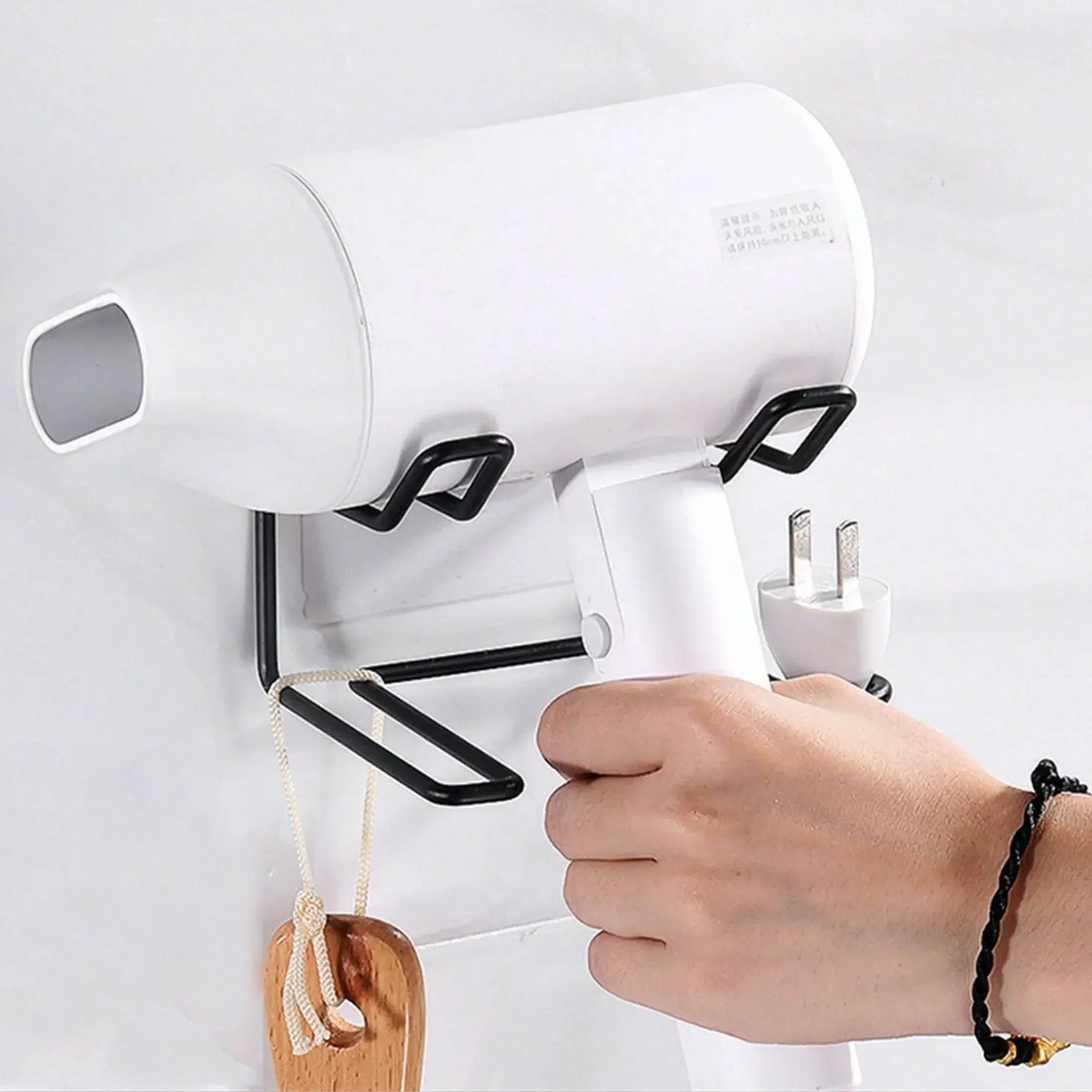 Hair Dryer Rack Stainless Steel Dryer Wall Hanging Storage Shelf