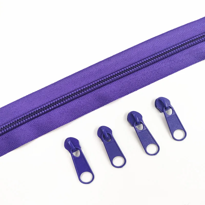 1/2/3/5/8/10 Meters 5# Long Nylon Zippers Rolls with 2/4/6/10/16 /20 Pieces Zipper Slider For Tailor Sewing Accessories