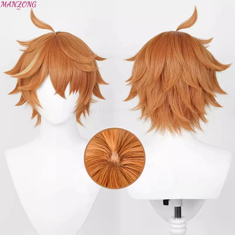 Vibrant Orange-Brown Short Cosplay Wig - Heat Resistant Synthetic Hair