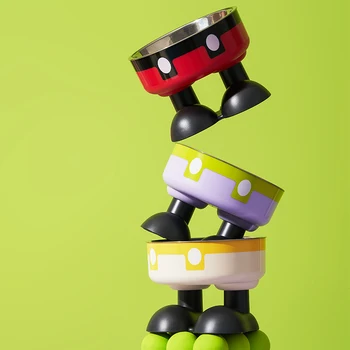 A high-legged pet bowl, colorful stainless steel large-capacity dog ​​bowl for feeding and water, neck-protecting cat bowl, anti