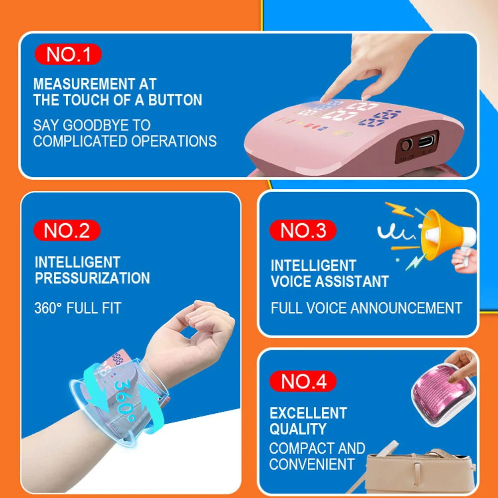 Charge Blood Pressure Monitor Voice Touch Screen Adjust Automatic Tonometer Heart Rate Monitor blood pressure monitor blood pressure meter