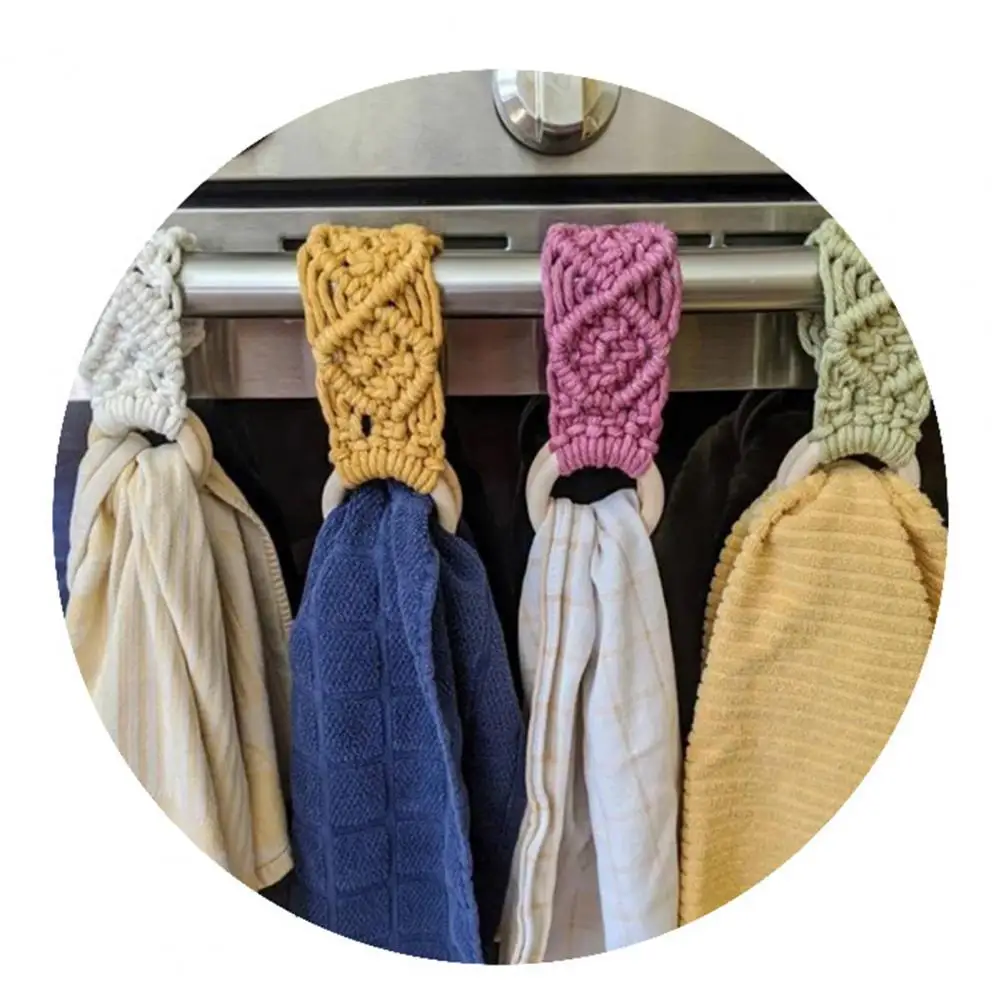Crochet Towel Ring Easy Installation Towel Ring Versatile Crochet Kitchen Hanger Easy Hanging for Dish for Various