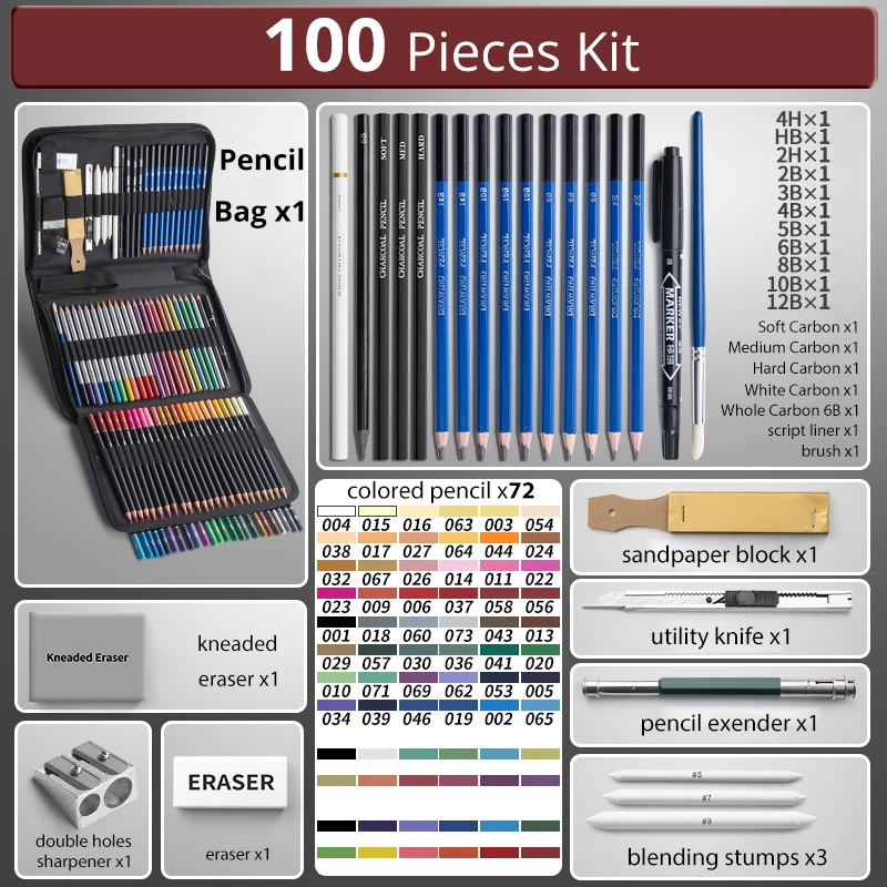 Set di matite per schizzi da disegno professionale da 30 pezzi, il Kit  completo per artisti include matite di grafite, Set di matite per schizzi  per il disegno - AliExpress