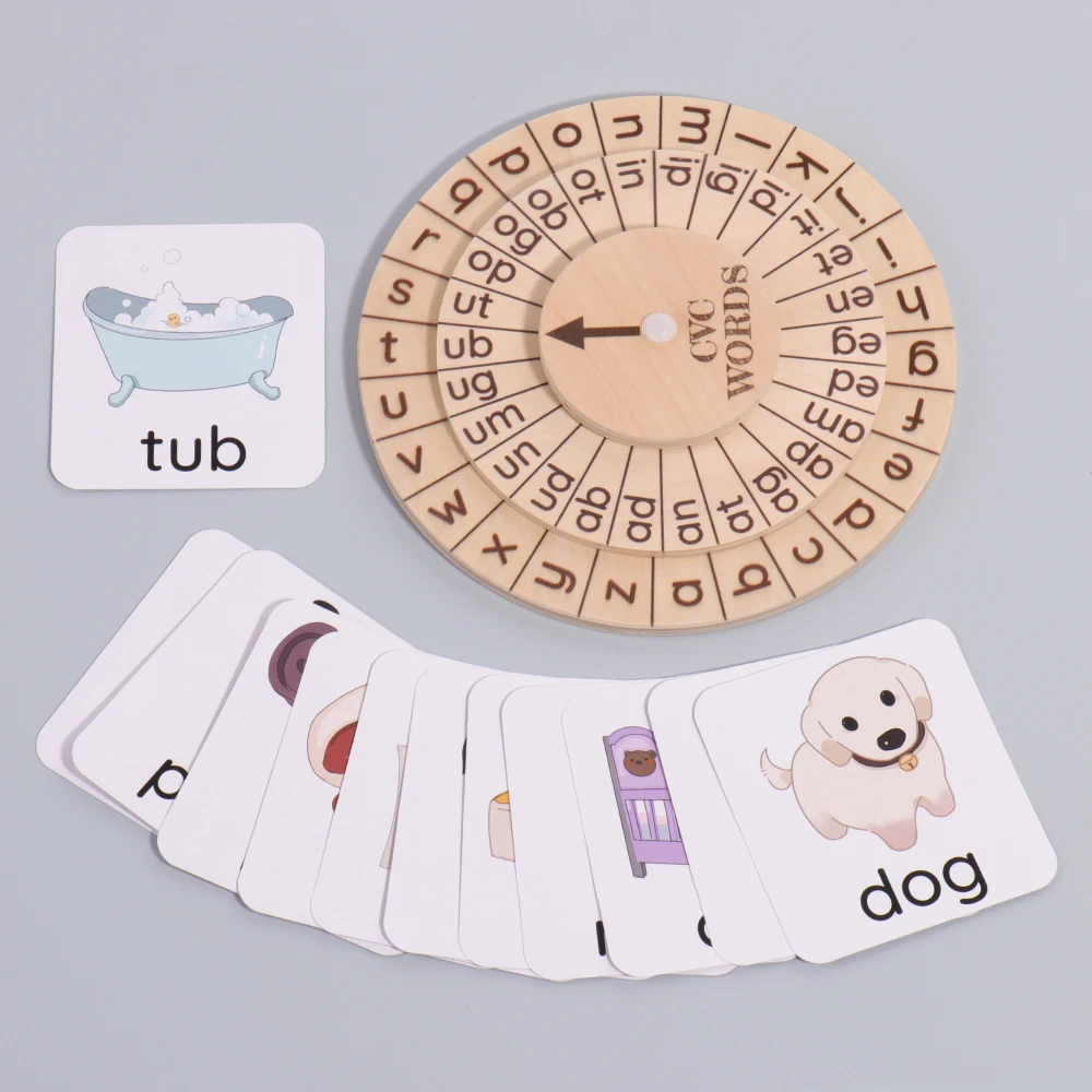Children Montessori Educational Toys Wooden Spelling Word Puzzle Game CVC Words English Alphabet Spelling Learning Blocks Toys