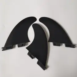 High-Quality Fiberglass Plastic Surfboard Tri Fins, Set of 3, Black/White, Size M (Black)