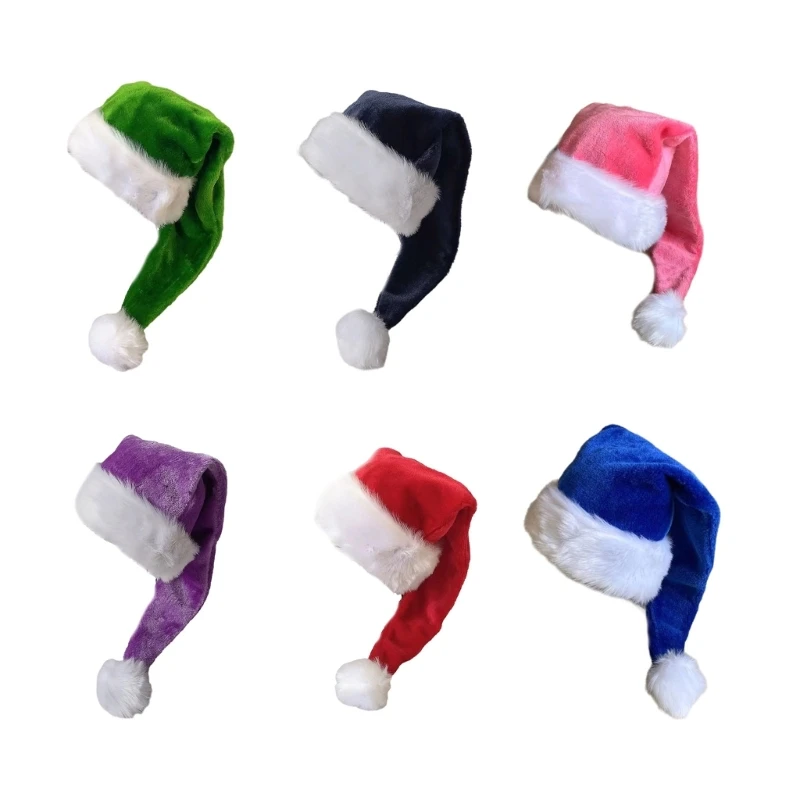 

Christmas Headwear Cap Thicken Plush Perfect for the Holidays Colorful Outfits for Cosplay Santa Furry Hat 449B