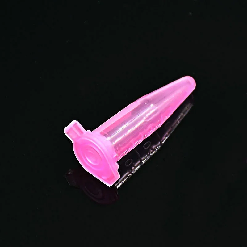 Microtubes Centrifuge Tube 1.5ml Laboratory Centrifugal PCR Tube Bottom Tip Pink Color with Scale Locked Cover Pack of 500/PK