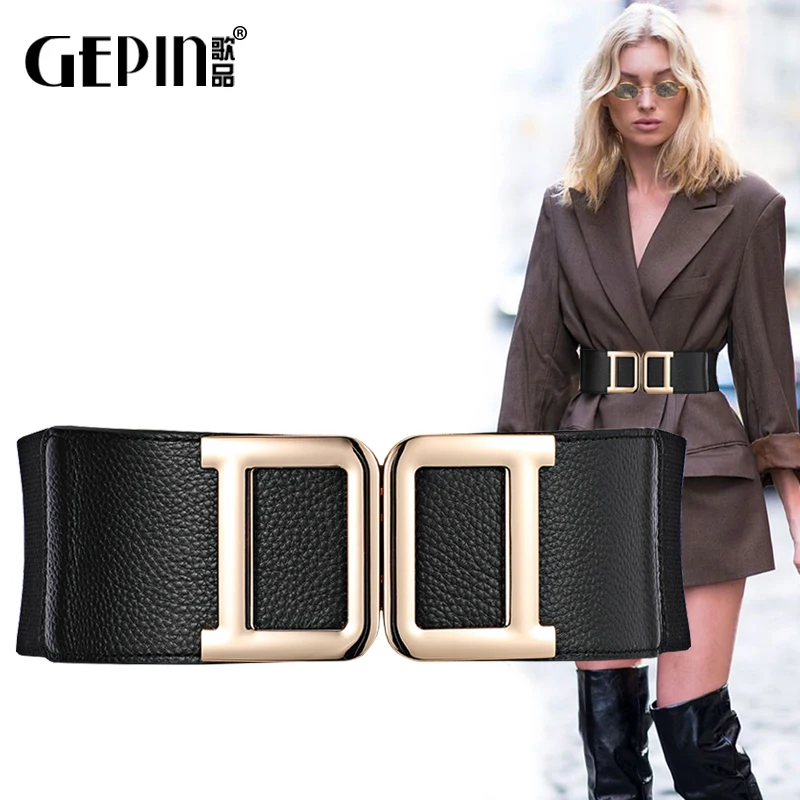 

X6114 Lady Waist Belt Girls Elastic Waistbelt Decorative Wide Belt with Dress Shirt Black Joker Girdle Outside Girdle Waistband