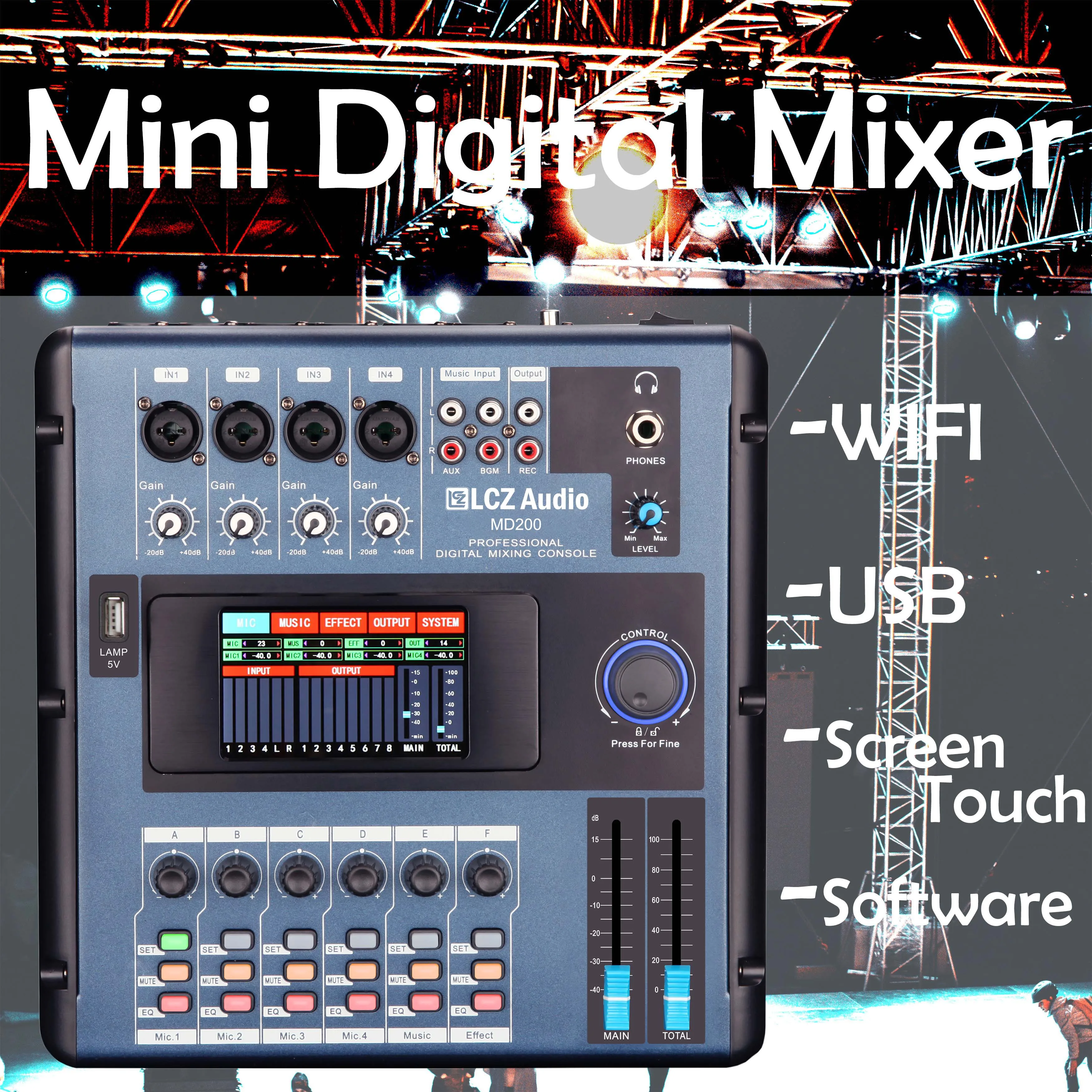 LCZ AUDIO Screen-Touch M2006 Digital Mixer Console Mixer Audio Professional MIxing Consoles Mini Sound Equipos De Musica