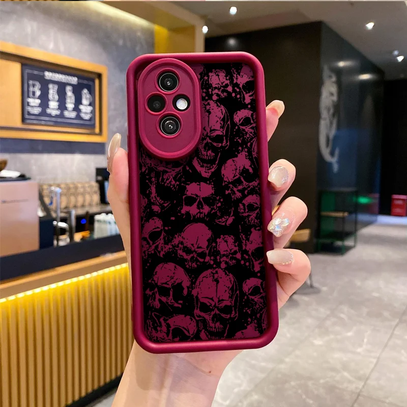 Black Art Flower Skull Horror Soft Silicone Phone Case Cover
