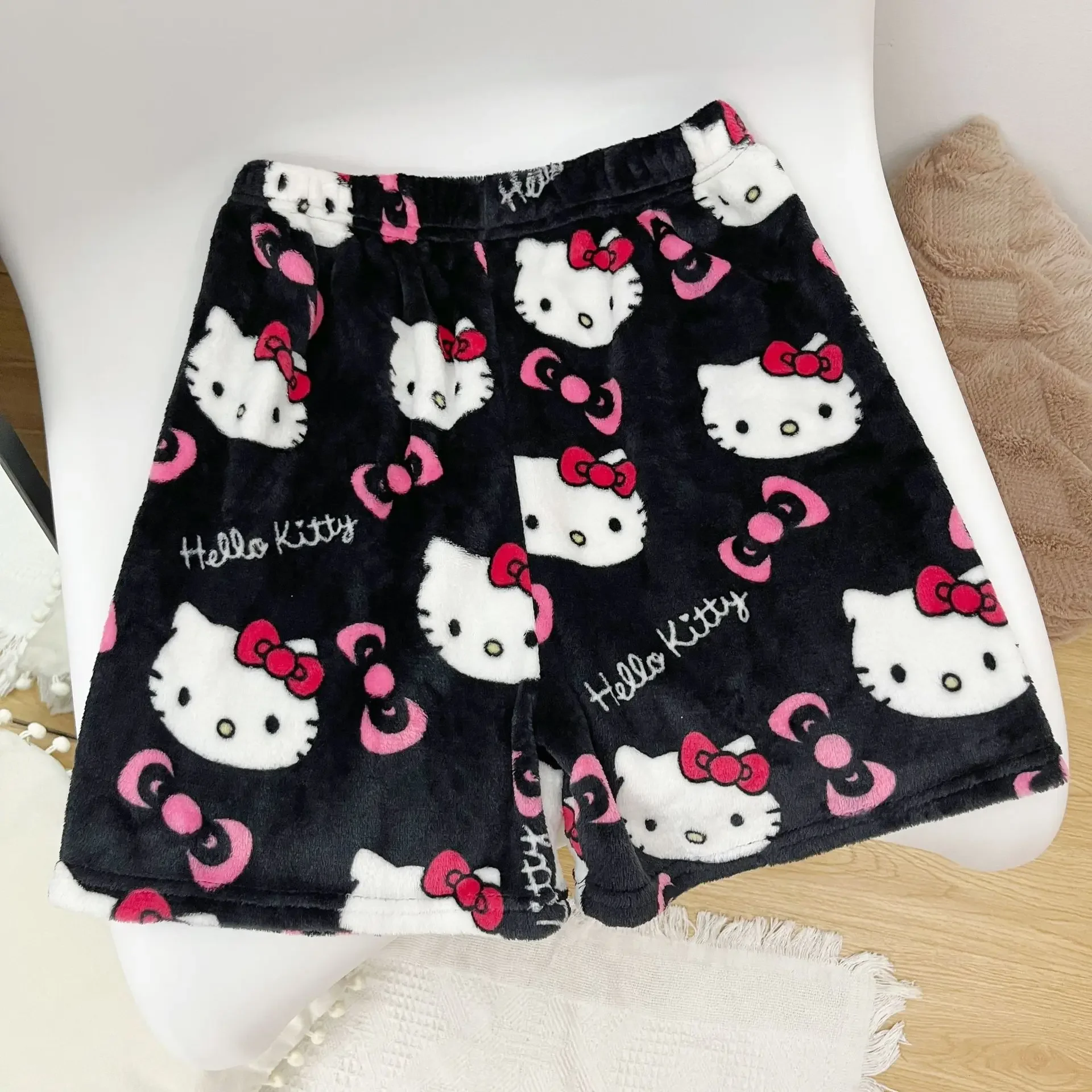 

Sanrio Kawaii Kt пижама в виде кота Kitty весна-лето домашние повседневные брюки косплей аниме милые плюшевые флисовые короткие брюки для отдыха подарок для девушки