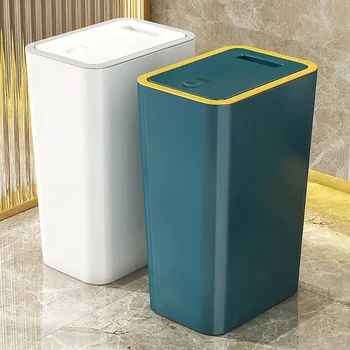 10L Odor Proof Trash Can with One-Touch Modern Design Durable Plastic Bathroom Kitchen Bin Space Saving Leakproof garbage can 2