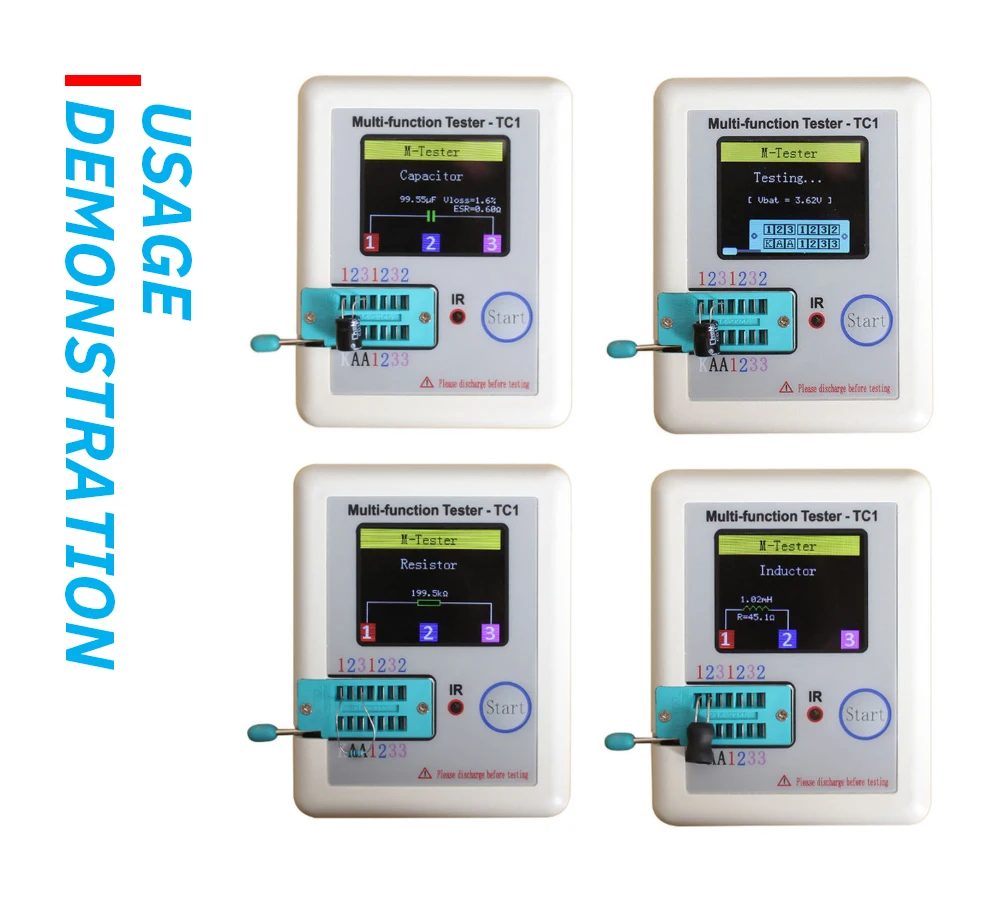Full Color Transistor Tester Handheld Multi-Function Analyzer for Diodes, Triode