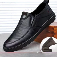2024 Mens Leather Loafers Non Slip Walking Flats Breathable Outdoor Slip on Casual Shoes for Male Work Office Driving Sneakers 1