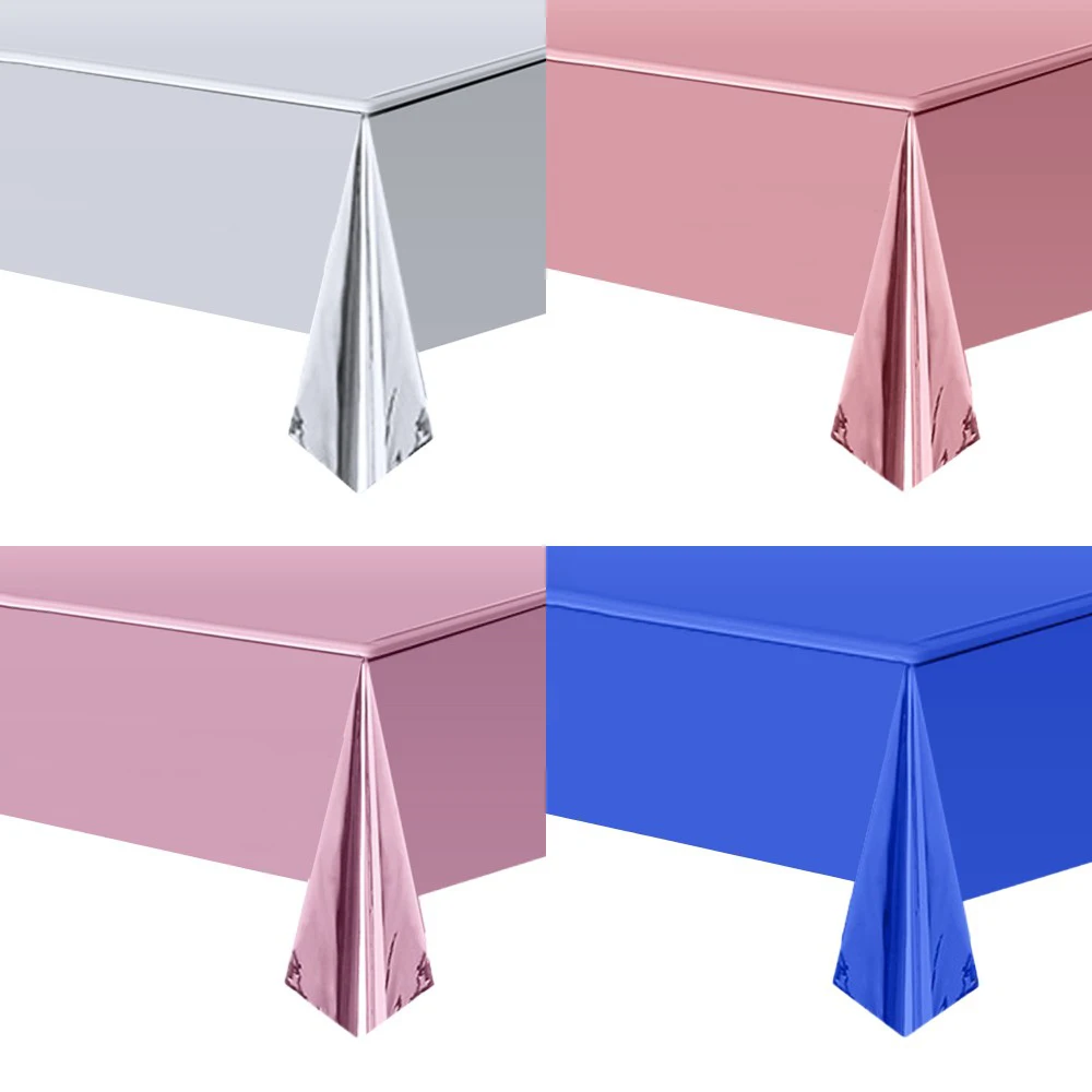 Disposable Tablecloth White Black Pink Gold Table Cover Plastic Birthday Wedding Table Cloth Party Dining Table Decoration Favor