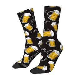 Fashion Men's Socks Hip Hop Beer Mug Pattern Sock Polyester High Quality Women's Stockings Spring Summer Autumn Winter