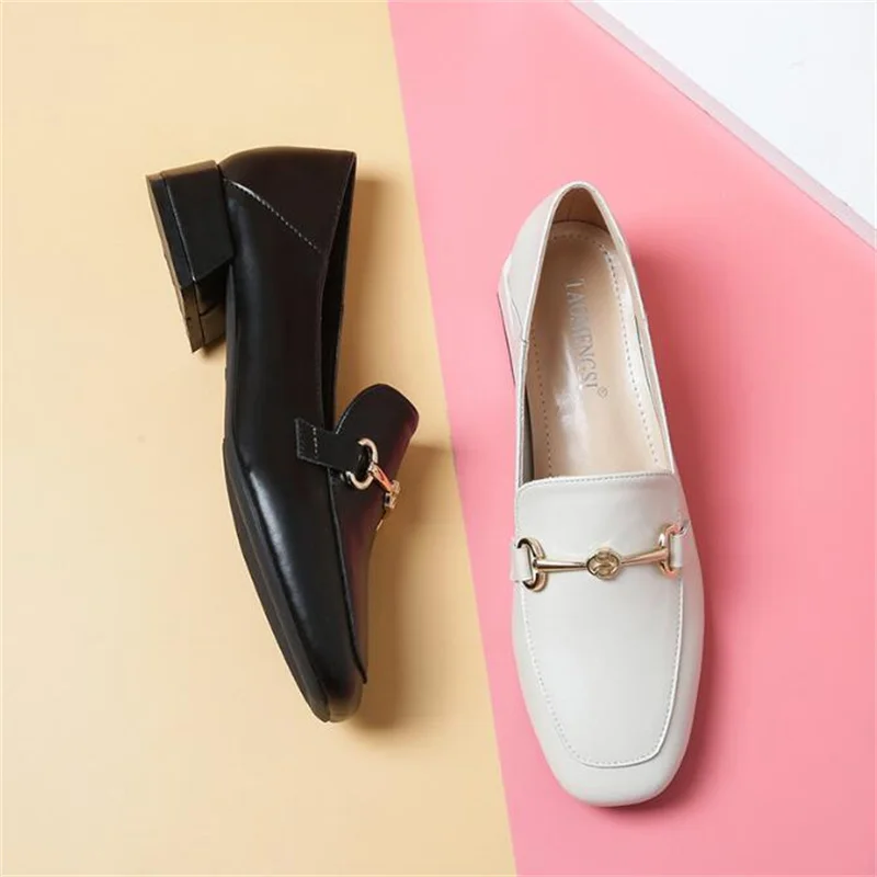 European and American Fashion Women's Shoes Retro Loaferflate Small Leather Shoes Light-mouthed Single Shoes Size 41 44 43