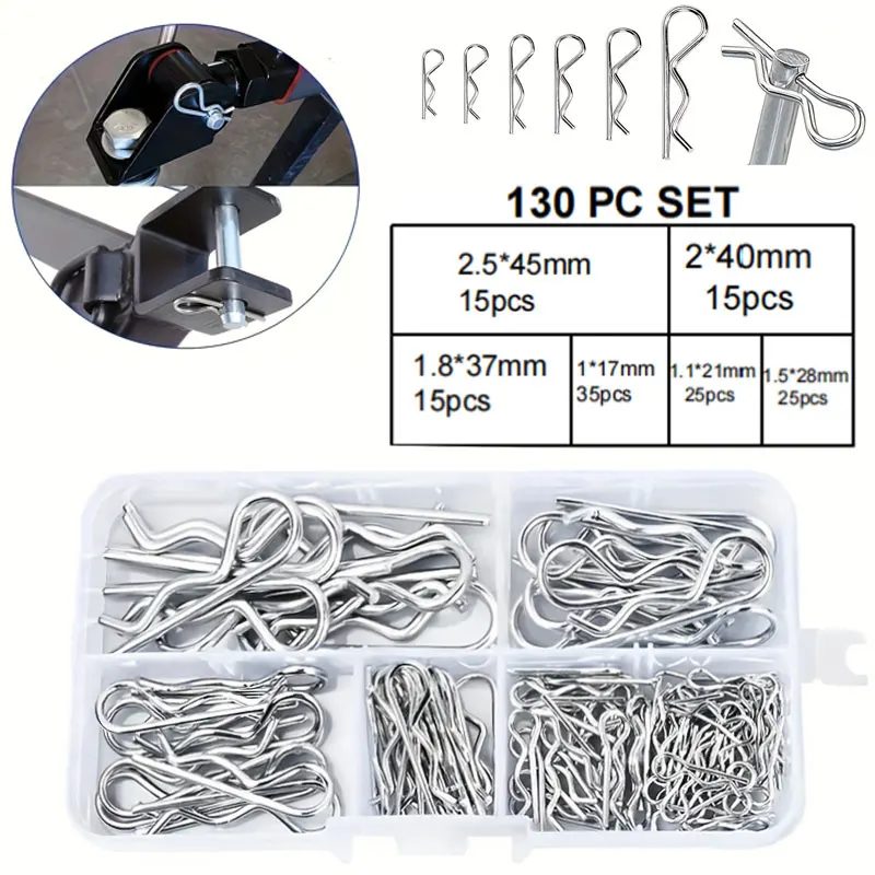 Spring Cotter Pin and R-Clip Assortment Set, Galvanized Safety Pins (100/150 Pcs)