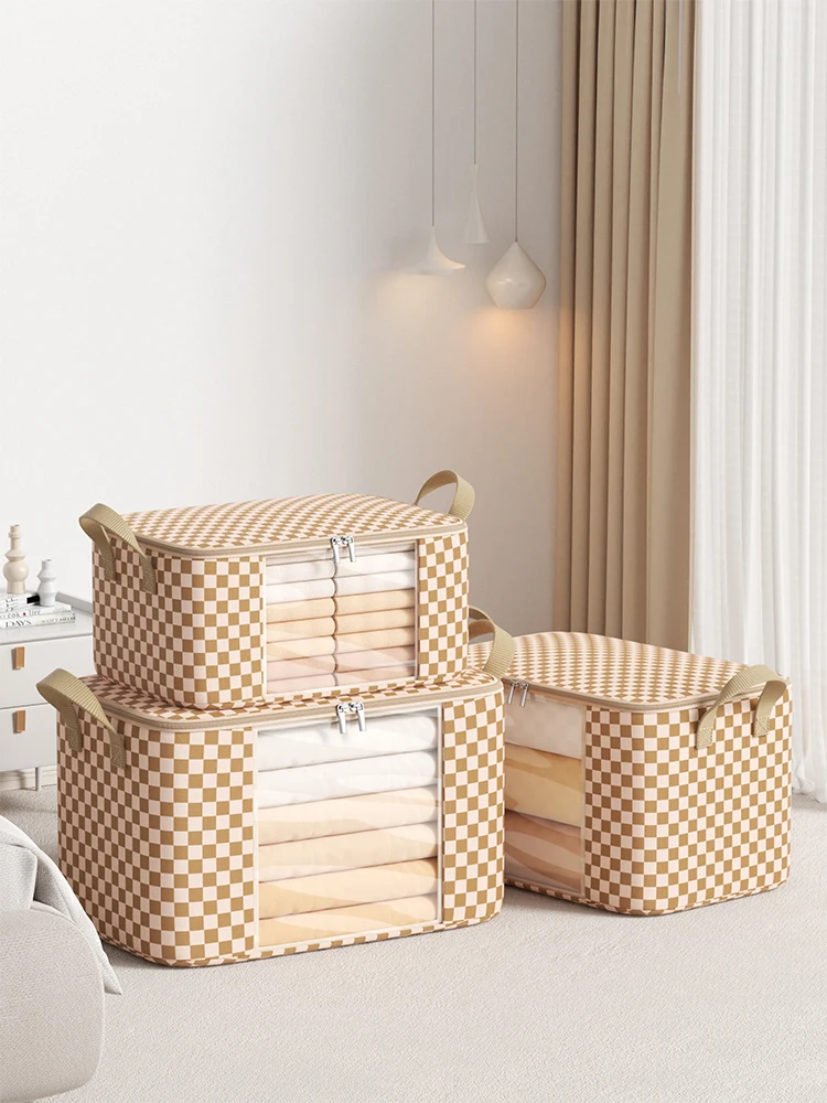 Collapsible large capacity clothing storage bag Zipper dust bag Quilt blanket storage bag Closet Bedroom organizer 5