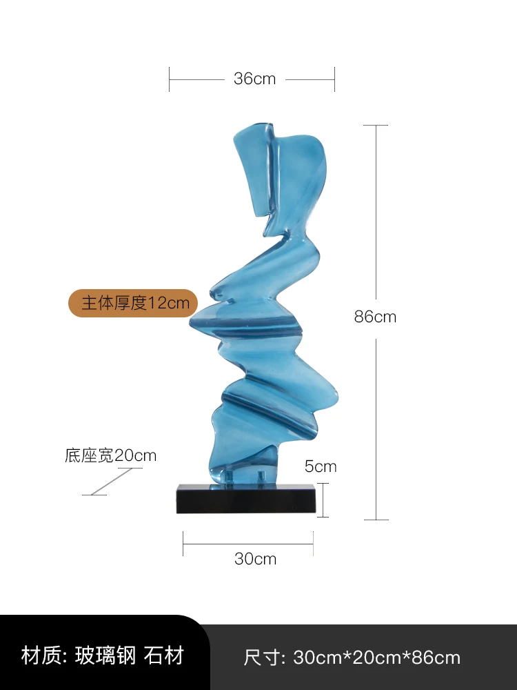 

Modern geometric transparent sculpture. Villa living room model hotel landing light luxury decoration.