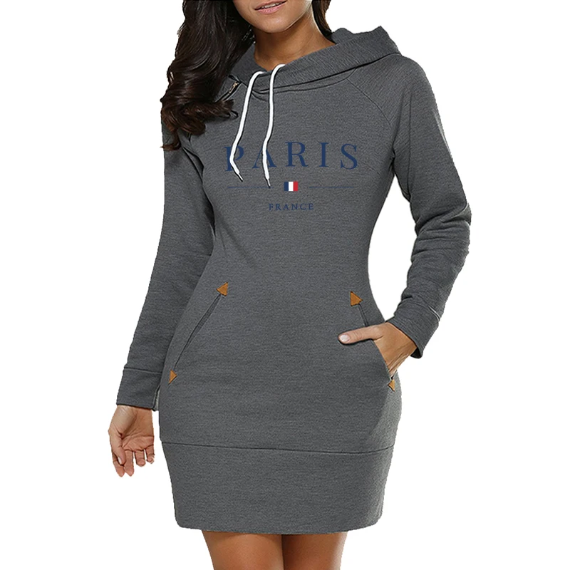 Paris Print Hooded Dress Top 6