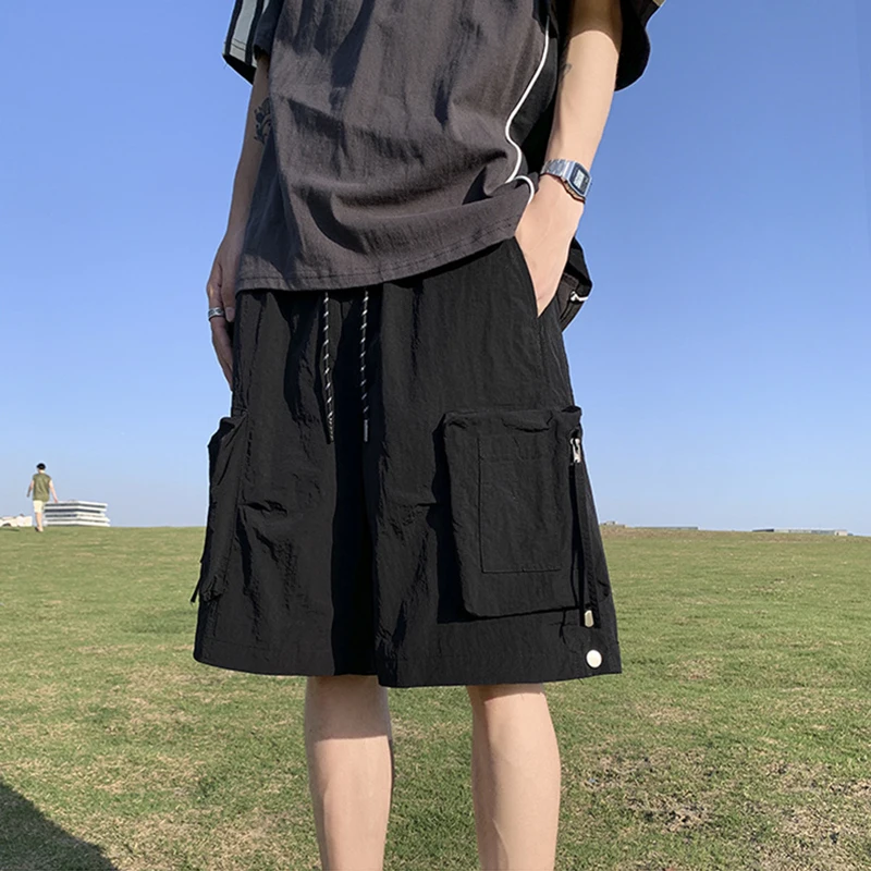 Summer Casual Purple Cargo Shorts Men High Street Drawstring