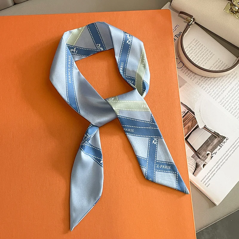 

Лидер продаж, маленький шарф-повязка с принтом, женский шелковый шарф, повязка на голову, длинные шарфы 90 см, аксессуары для сумок, лента