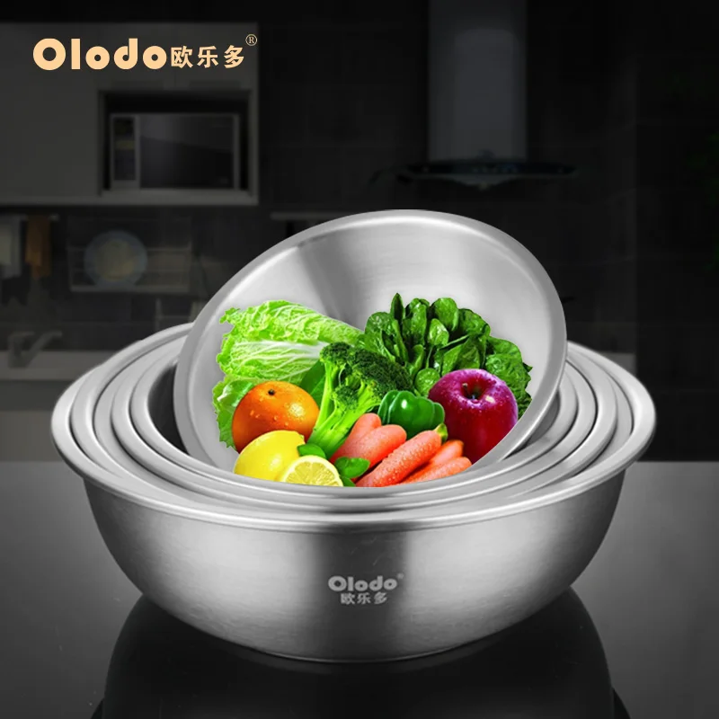 

304 Stainless Steel Basin round Dough Basin Kitchen Vegetable Basin Soup Plate Household Large Oil Basin Egg Pots
