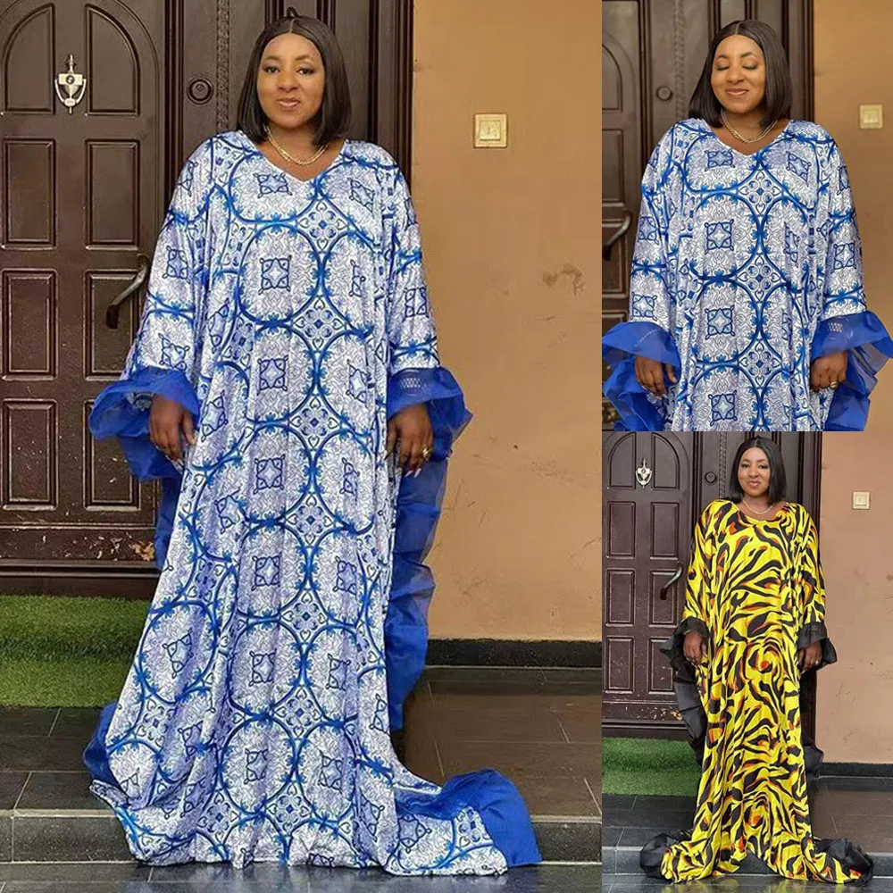 

Loose Dress For African Women Large Size Long Dresses Top Quality Evening Gowns Dashiki Nigeria Robe Dresses Printed Free Size