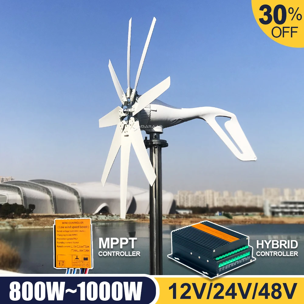 ポータブル風力タービン発電機キット1500Wポータブル垂直風力