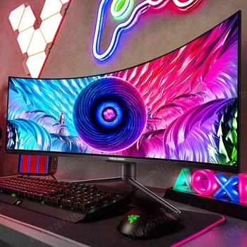 Écran d'ordinateur de jeu incurvé 49 pouces 5K 120Hz ultra-large LCD 1