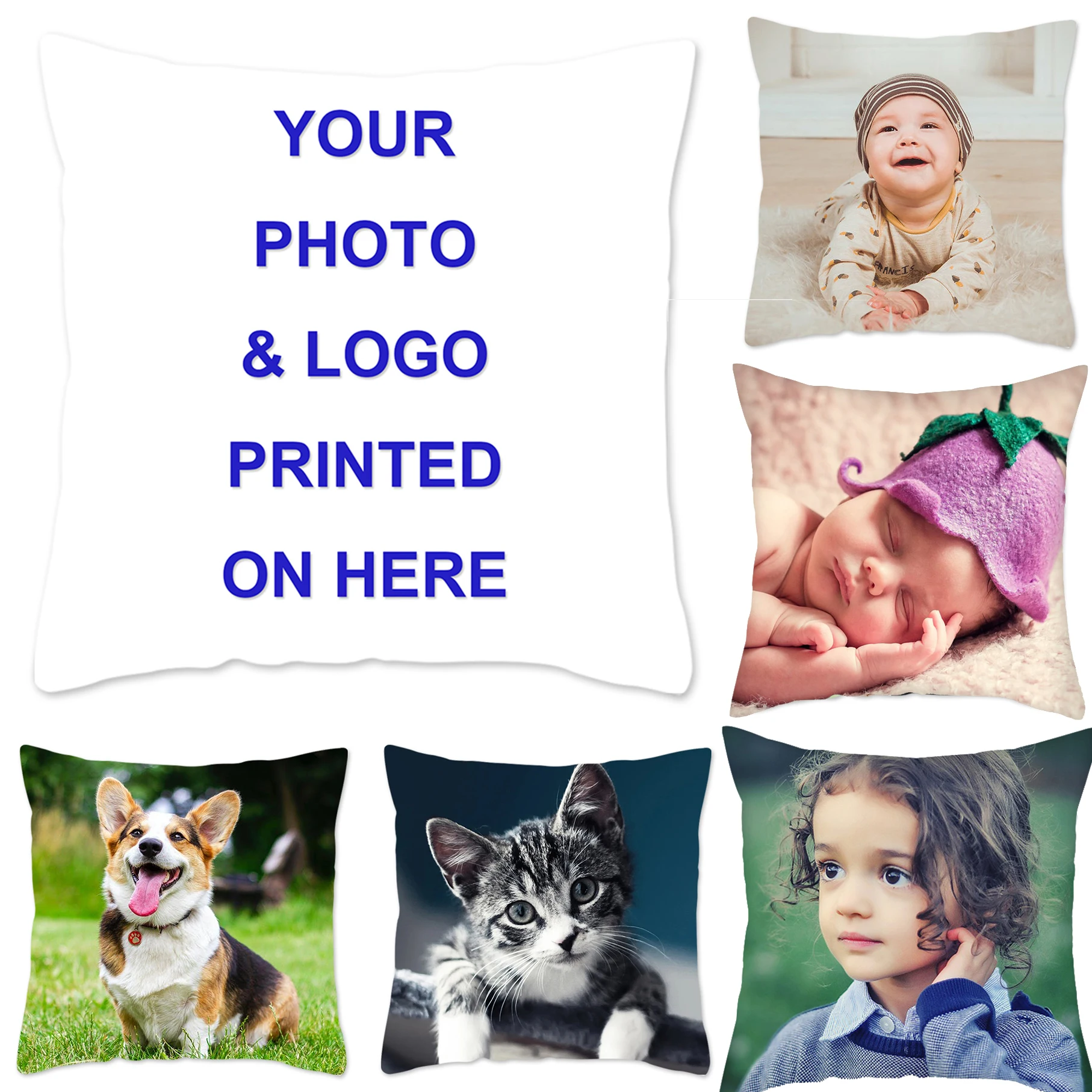 

Custom Cushion Cover DIY Customized Throw Pillow Home Decorative Square Wedding Pets Baby Print Pillowcase