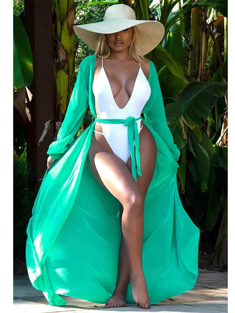 

Желтый, розовый, красный, зеленый женский купальник, накидка с длинным рукавом, Пляжная туника, открытые стили, летние праздничные аксессуары для отпуска