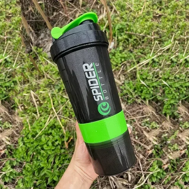 3 Layer Shaker Bottle Protein Mixing Shake Cup Sports Fitness Water Cup 550ml Scaled Plastic Water Bottles with Medicine Box 4