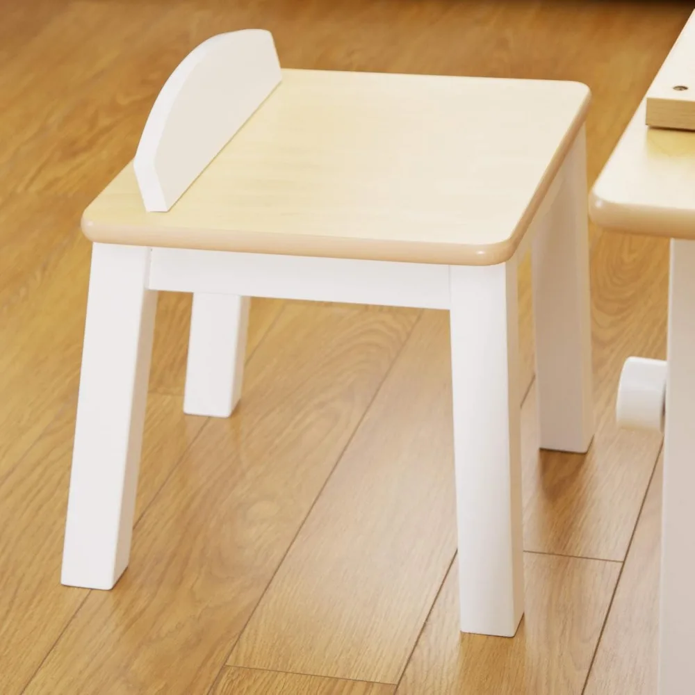 Arts and Crafts Center: Kids Activity Table and Drawing Desk with Stools, Storage Canvas Bins, Paper Roller, Paint Cups