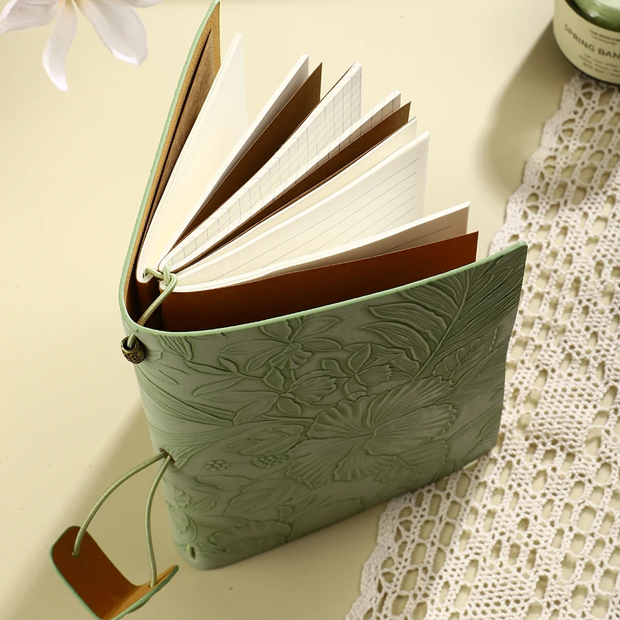 Elegant Floral Embossed Vegan Leather Journal - Stylish Notebook