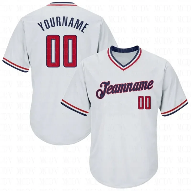 

Custom White Red-Navy Authentic Throwback Rib-Knit Baseball Jersey Shirt 3D Printed Shirt Casual Team Shirts Hip Hop Unisex Tops