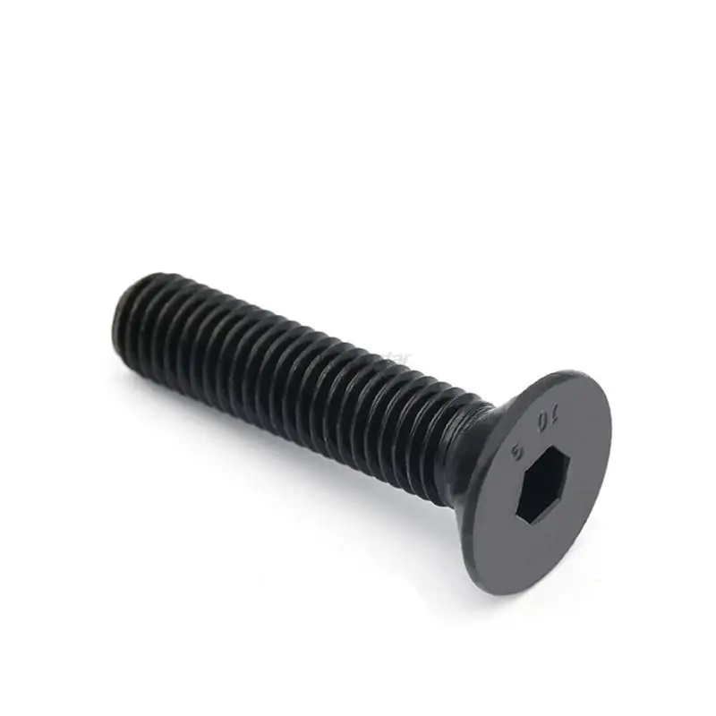 5/10/25/50x M1.6 M2 M2.5 M3 M4 M5 M6 M8 Black Grade 10.9 Steel Hexagon Hex Socket Head Flat Countersunk Bolt Screw Length 3-80mm