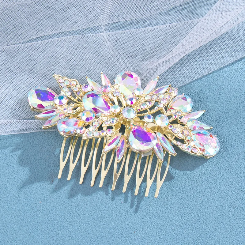 Fashion Rhinestones Crystals Flower Leaf Wedding Bridal Headpieces Accessories Women Jewelry Hair Combs