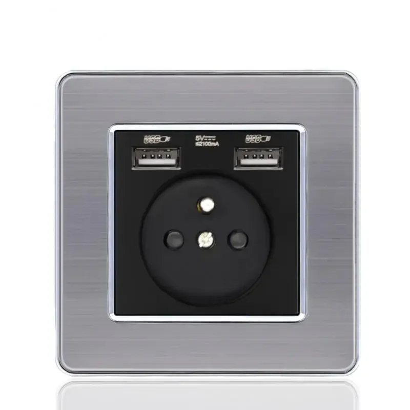 

Wall Embedded EU Standard Outlet, Many New Style Panel, Bedroom Socket, AC 110V-250V 16A Double USB Power Socket