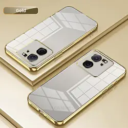 Luxury Plating Transparent Soft Silicone Clear Phone Case - Mi 12s Pro (Gold)