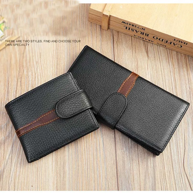 

Luufan Genuine Leather Men Long Wallet Cowhide Bifold Snap Wallet inner Zip Coin Thin Design Purse Male Business Clutch Wallets